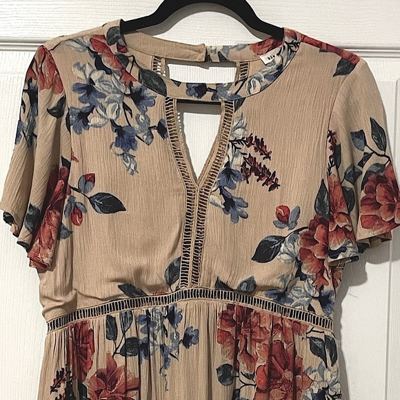 Blu Pepper Anthropologie Blush Boho Chic Floral Dress Keyhole Back Small - Picture 2 of 9